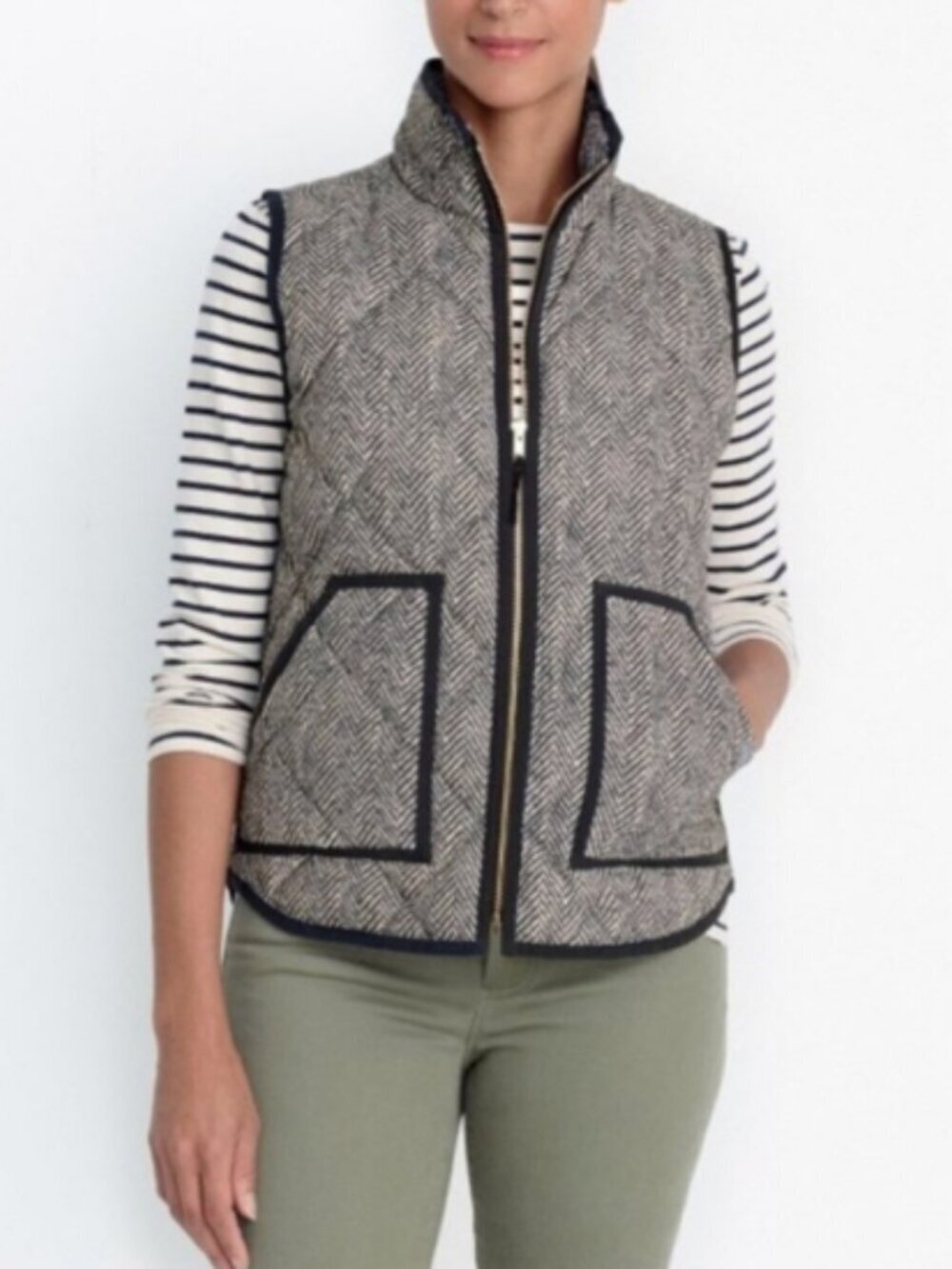 J. Crew Houndstooth Quilted Puffer Vest Size XL